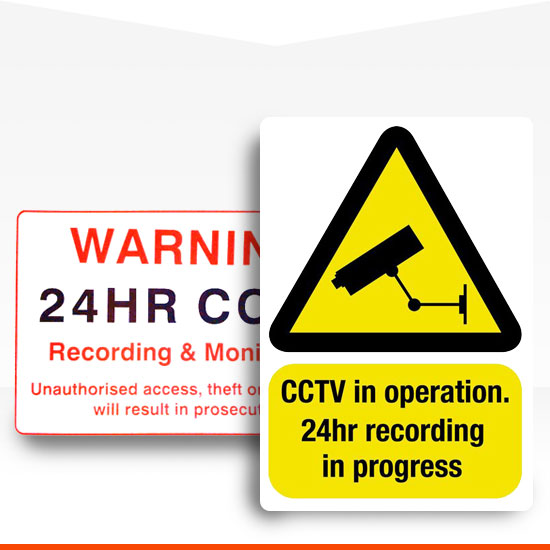 Shop for CCTV and security themed warning stickers and signs for domestic and commercial use.