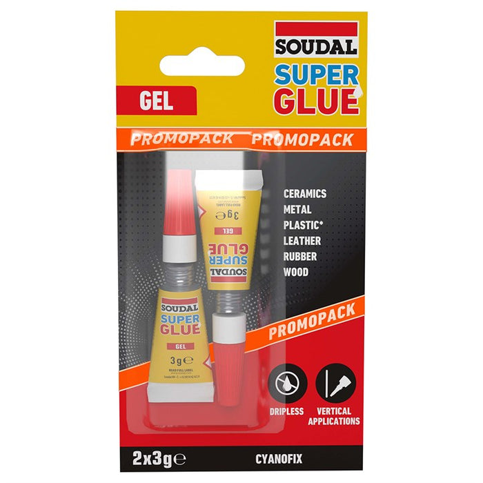 Soudal superglue gel twin pack - CLEAR (3g)