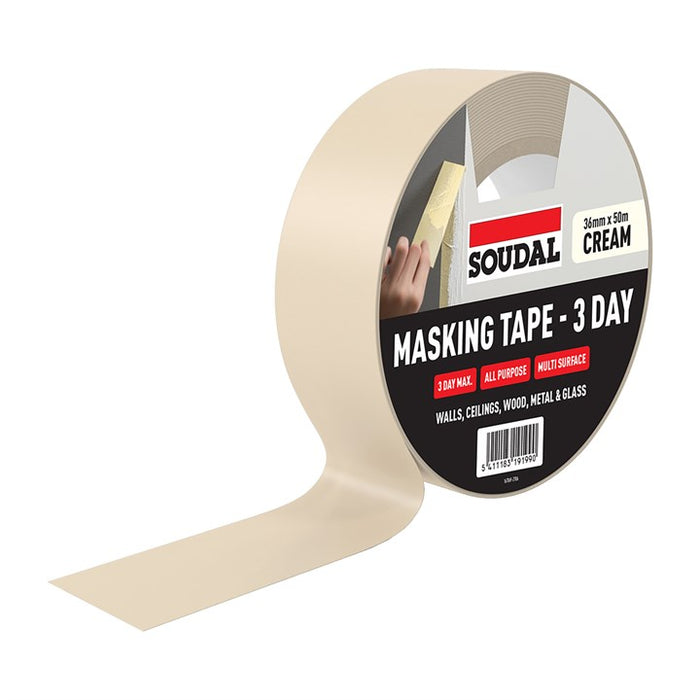 Soudal 3 day masking tape - CREAM (36mm x 50m)