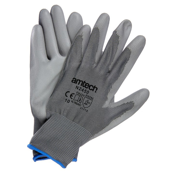 XL (Size 10) Light duty polyurethane-coated work gloves - grey