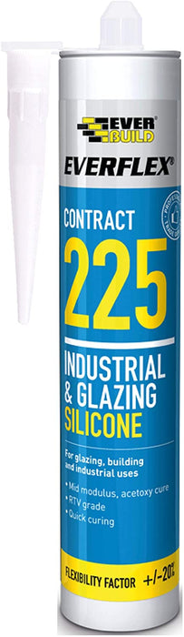 Everbuild EVB225 Industrial and Glazing Silicone - White - 290ml 225