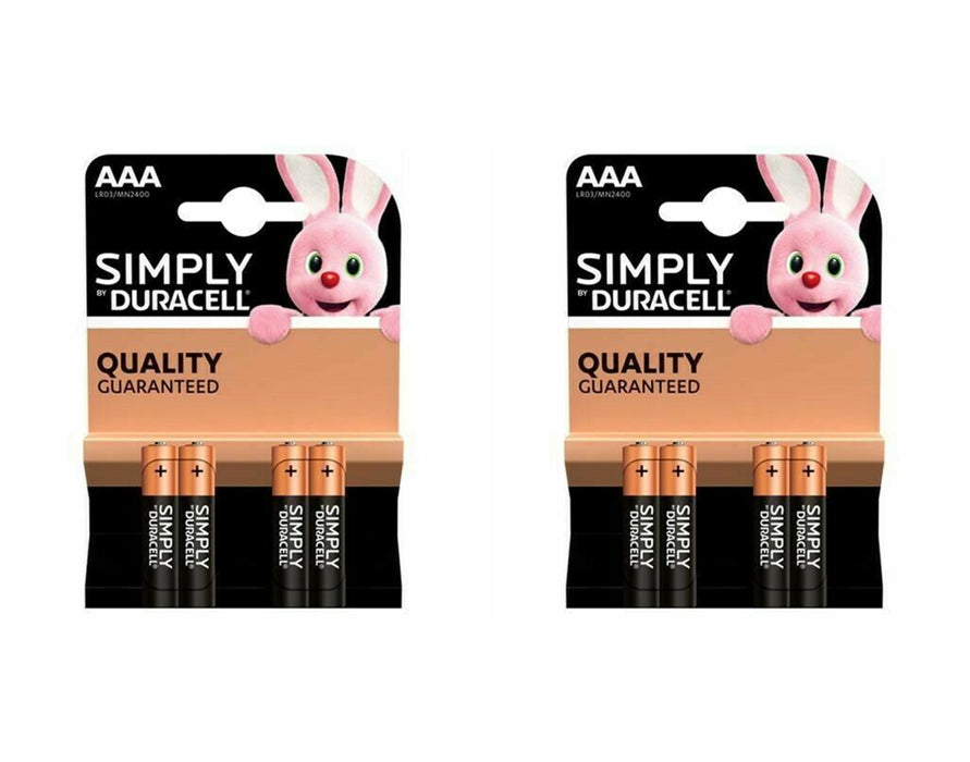2 x Duracell Simply AAA Alkaline Batteries - Packs of 4