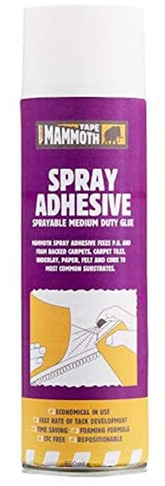 Everbuild Mammoth Adhesive Medium Duty Glue Spray Fix Carpet Paper 500ml