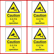 CCTV Warning Signs - Security Camera Warning Signs (A4) Four Pack