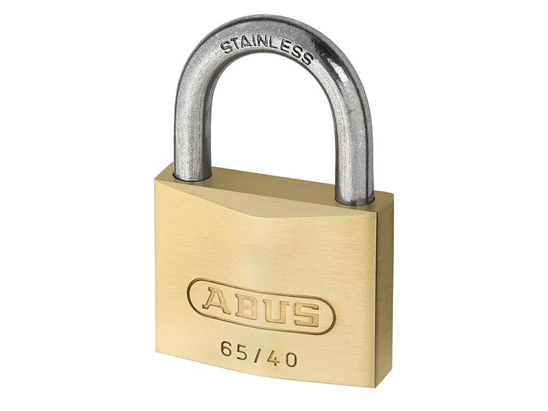65IB/40mm Brass Padlock Stainless Steel Long Shackle 63mm Carded                
