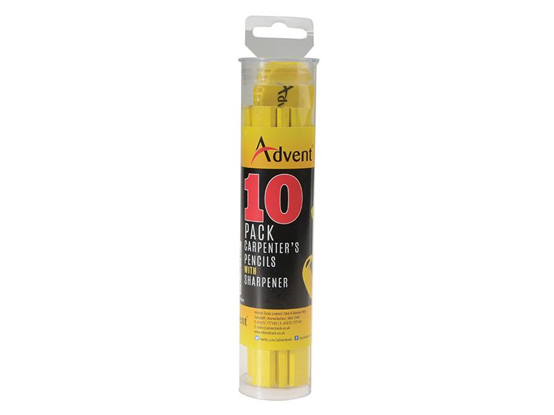Advent Carpenter's Pencils (Tub of 10 + Sharpener)