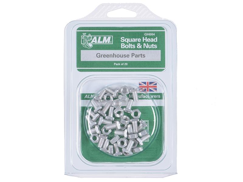 GH004 Square Glaze Bolts & Nuts Pack of 20