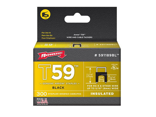 T59 Insulated Staples Black 8 x 8mm Box 300                                     