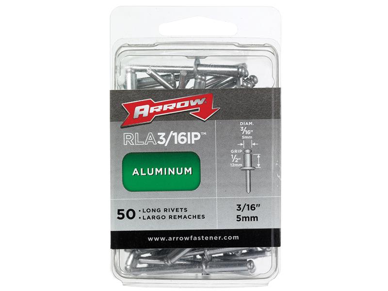 Arrow RLA 3/16IP Aluminium Rivets 3/16in Long Pack of 50