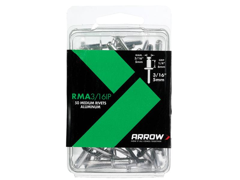 Arrow RMA 3/16IP Aluminium Rivets 3/16in Medium Pack of 50