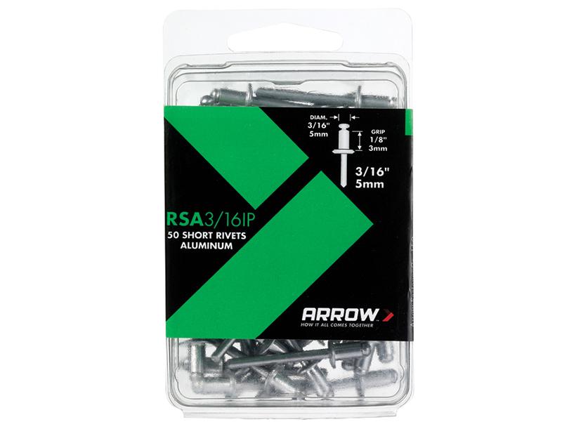 Arrow RSA 3/16IP Aluminium Rivets 3/16in Short Pack of 50