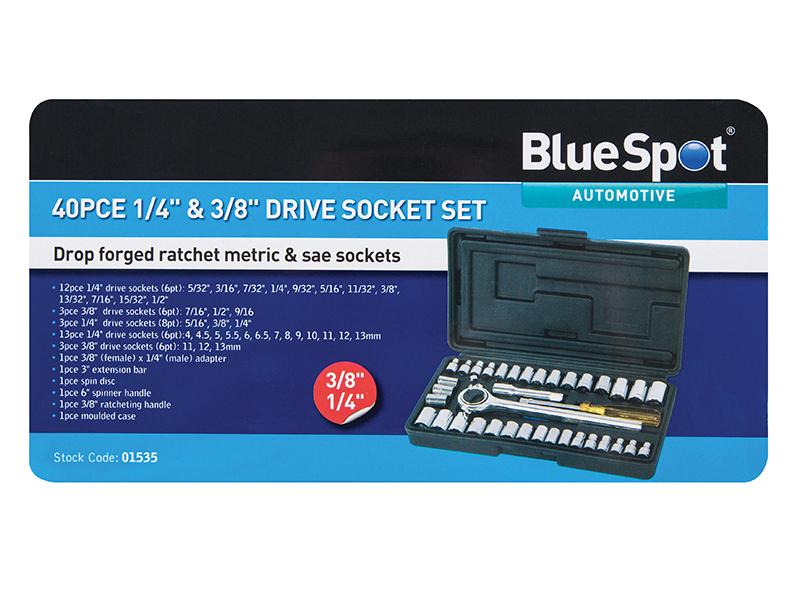 Socket Set of 40 Metric & AF 1/4in & 3/8in Drive