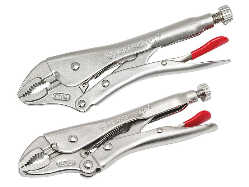 Curved Jaw Locking Pliers with Wire Cutter Set  2 Piece                         