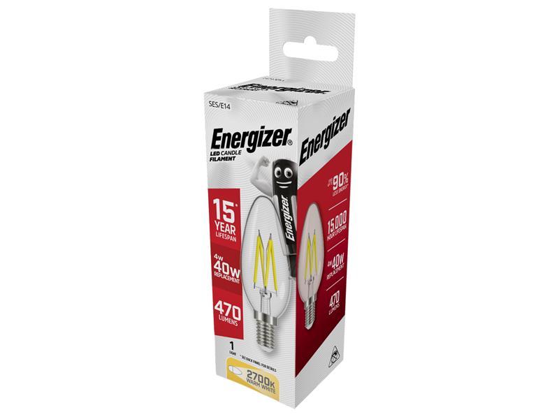 LED SES (E14) Candle Filament Non-Dimmable Bulb, Warm White 470 lm 4W
