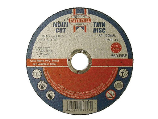 Multi-Purpose Cutting Discs 100 x 1.0 x 16mm (Pack of 10)                       