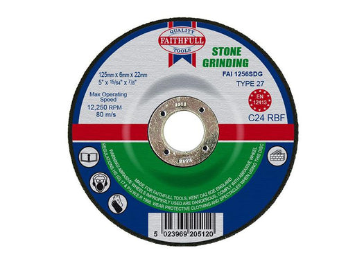 Depressed Centre Stone Grinding Disc 125 x 6 x 22.23mm                          
