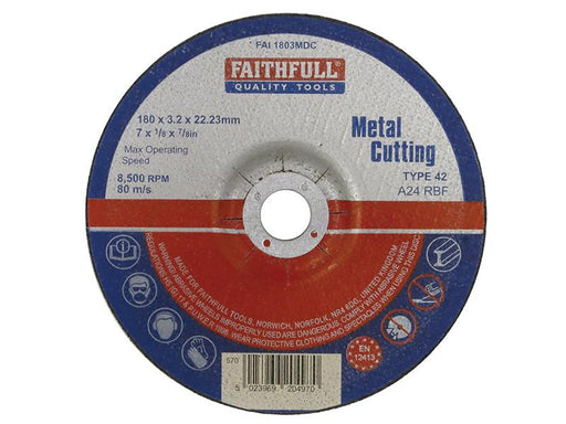 Depressed Centre Metal Cutting Disc 180 x 3.2 x 22.23mm                         