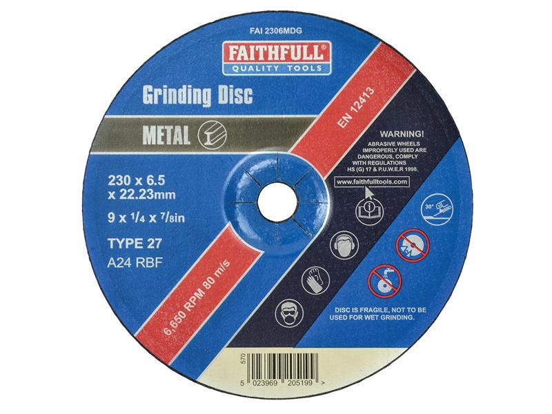 Depressed Centre Metal Grinding Disc 230 x 6.4 x 22.23mm                        