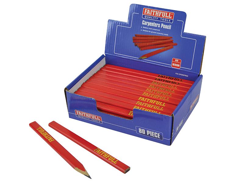 Carpenter's Pencils - Red / Medium (Display 80)                                 