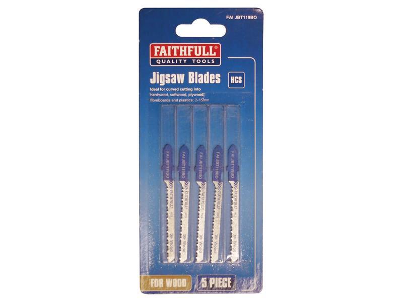 Faithfull Wood Jigsaw Blades Pack of 5 T119BO