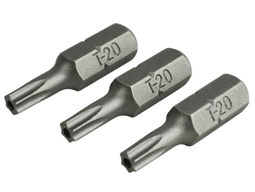 Security S2 Grade Steel Screwdriver Bits T20S x 25mm (Pack 3)                   