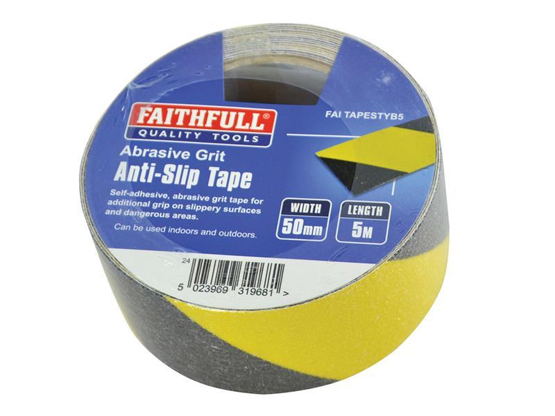 Faithfull Anti-Slip Tape 50mm x 5m Black & Yellow Hazard