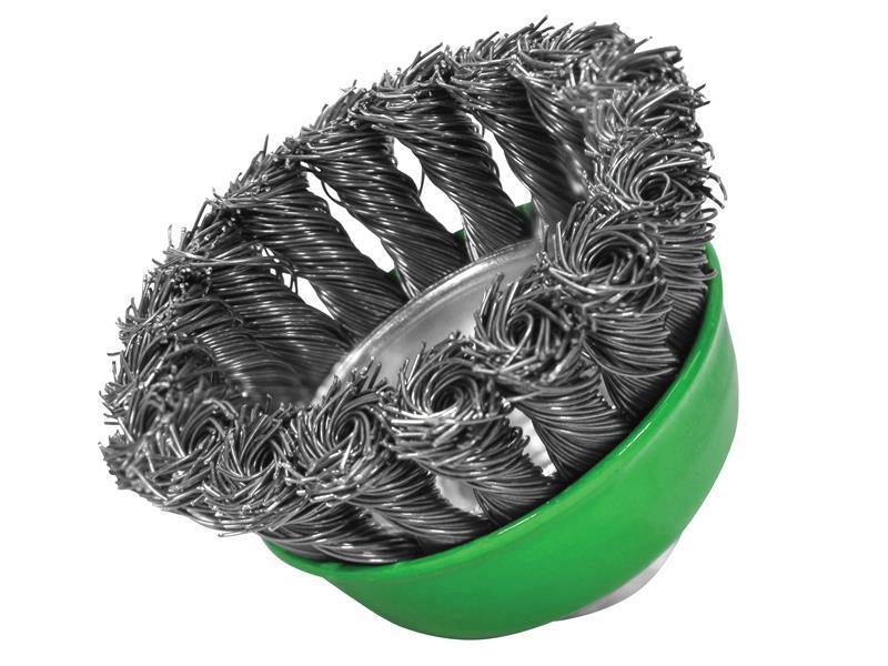 Faithfull Wire Cup Brush Twist Knot 65mm M14x2, 0.50mm Stainless Steel Wire