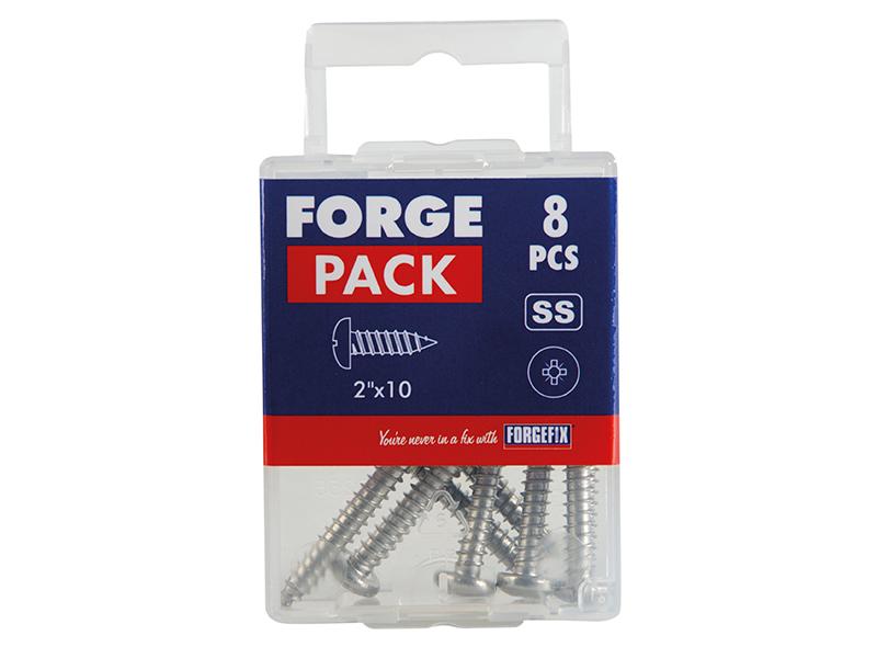 Self-Tapping Screw Pozi Compatible Pan A2 SS 2in x 10 ForgePack 8