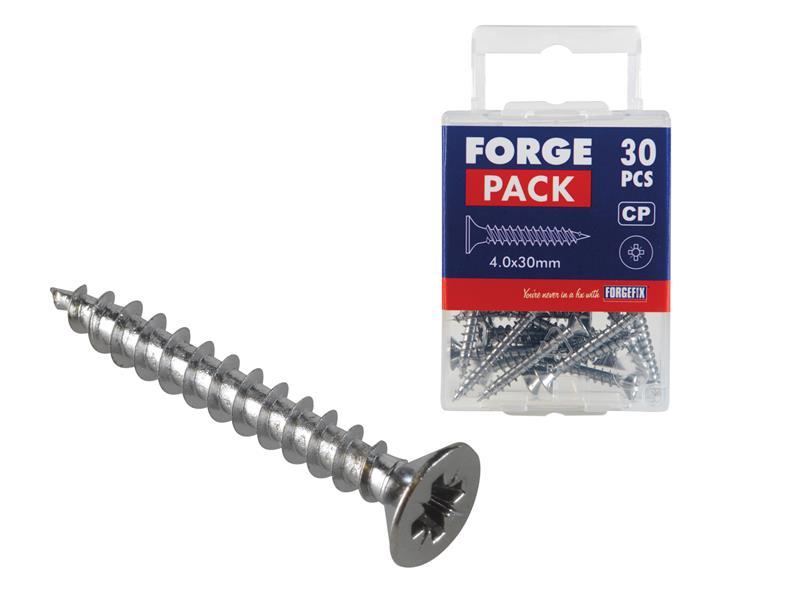 Multi-Purpose Screw Pozi Compatible CSK Chrome Plated 4.0 x 30mm ForgePack 30