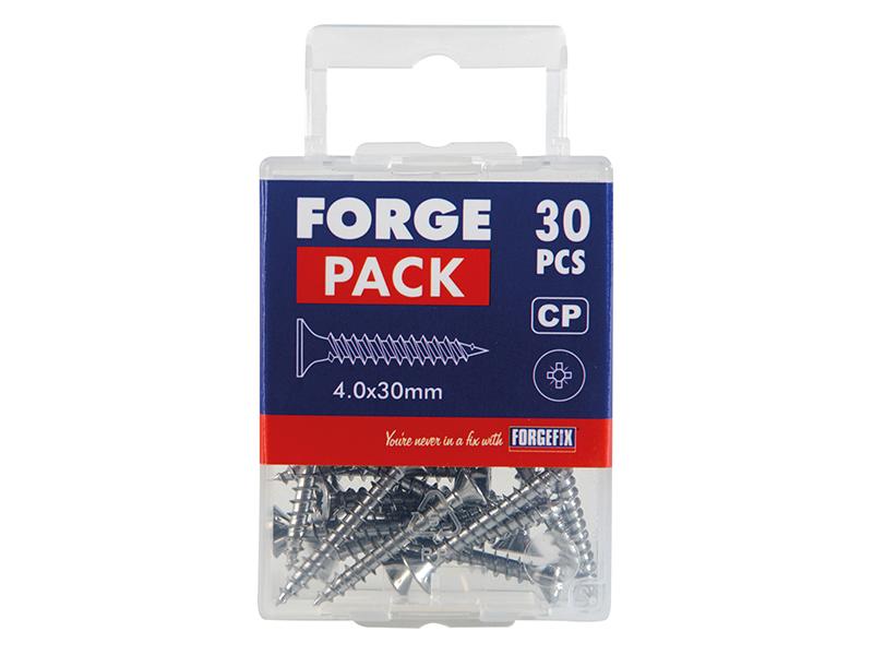 Multi-Purpose Screw Pozi Compatible CSK Chrome Plated 4.0 x 30mm ForgePack 30