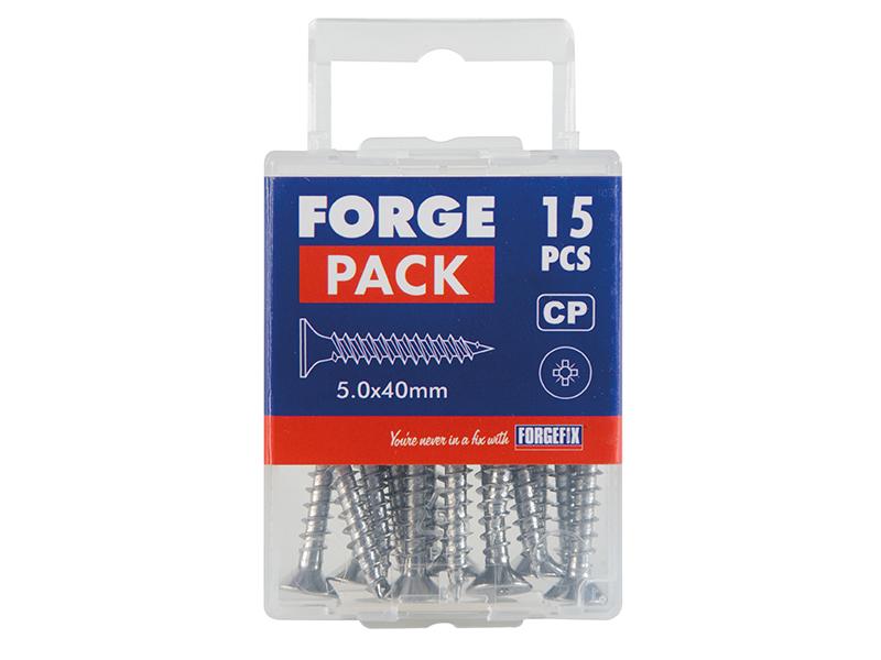 Multi-Purpose Screw Pozi Compatible CSK Chrome Plated 5.0 x 40mm ForgePack 15