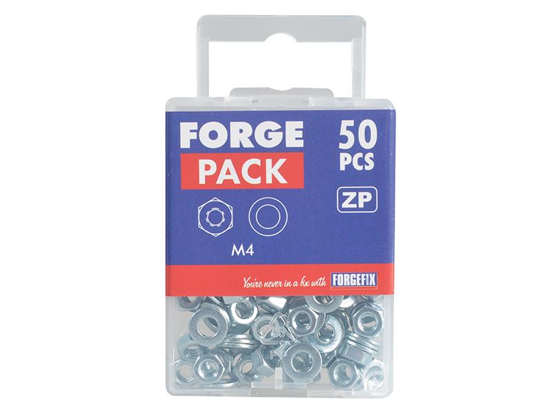 Hexagonal Nuts & Washers ZP M4 ForgePack 50