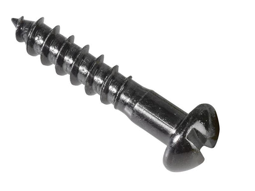 Wood Screw Slotted Round Head ST Black Japanned 1in x 10 Forge Pack 15          