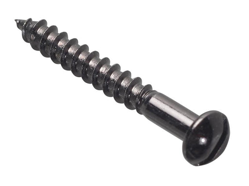 Wood Screw Slotted Round Head ST Black Japanned 1.1/2in x 10 Forge Pack 8       
