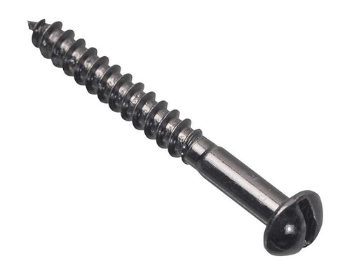 Wood Screw Slotted Round Head ST Black Japanned 1.1/2in x 8 Forge Pack 10       