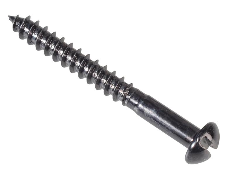 Wood Screw Slotted Round Head ST Black Japanned 1.1/2in x 8 Forge Pack 10