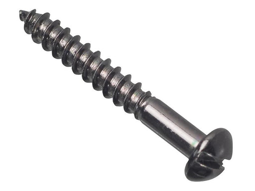 Wood Screw Slotted Round Head ST Black Japanned 1.1/4in x 8 Forge Pack 12       
