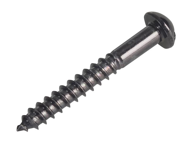 Wood Screw Slotted Round Head ST Black Japanned 1.1/4in x 8 Forge Pack 12