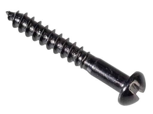 Wood Screw Slotted Round Head ST Black Japanned 1in x 6 Forge Pack 35           