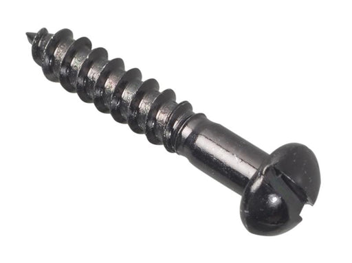 Wood Screw Slotted Round Head ST Black Japanned 1in x 8 Forge Pack 20           