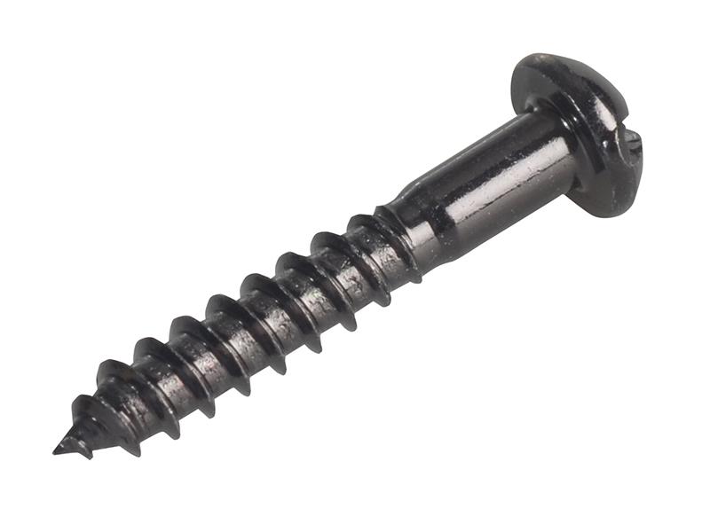 Wood Screw Slotted Round Head ST Black Japanned 1in x 8 Forge Pack 20
