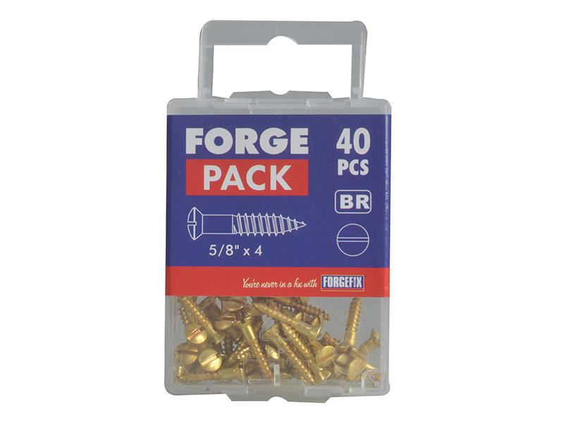 Wood Screw Slotted Raised Head ST Solid Brass 5/8in x 4 Forge Pack 40