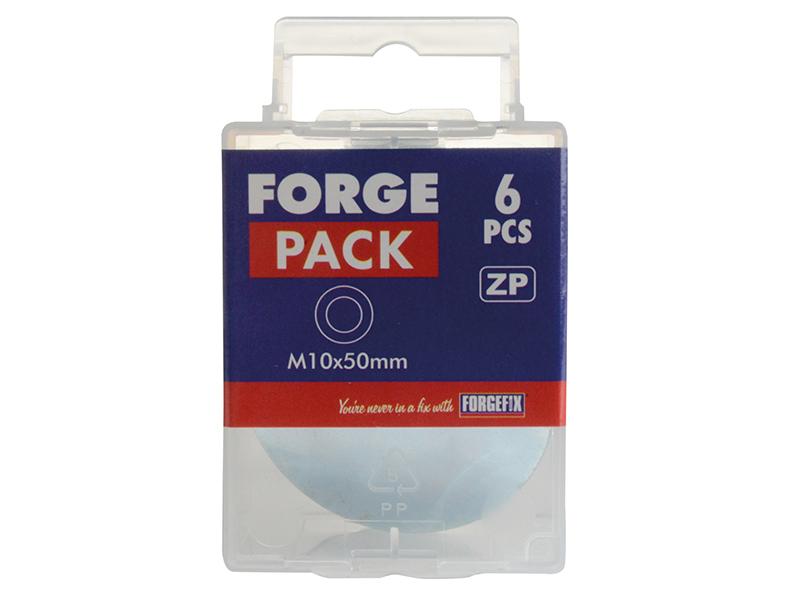 Forgefix Flat Mudguard Washers ZP M10 x 50mm ForgePack 6
