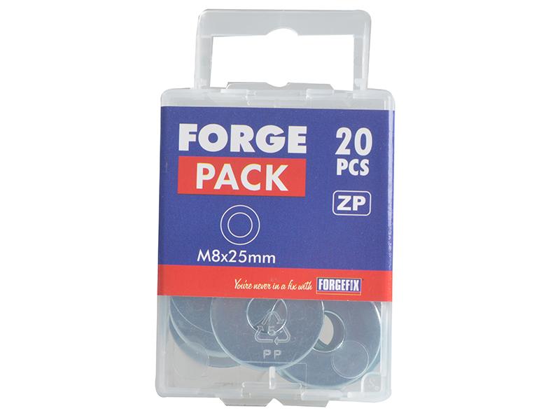 Forgefix Flat Washers ZP M8 x 25mm ForgePack 20