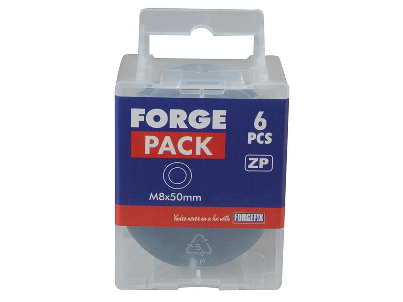 Forgefix Flat Mudguard Washers ZP M8 x 50mm ForgePack 6