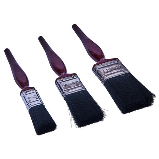 3pc No Bristle Loss Paint Brush Set - Classic Handle