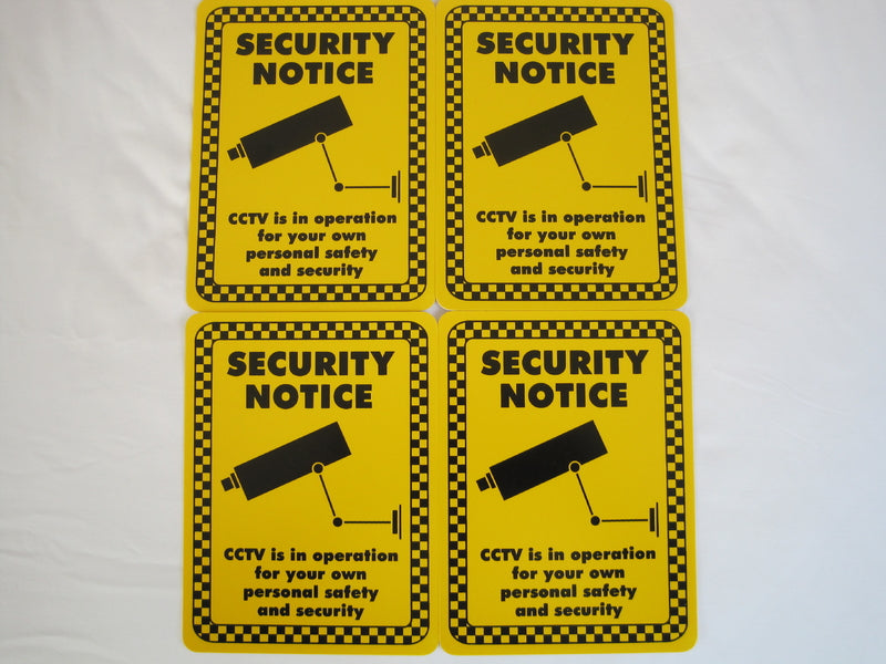Security Notice Sign (200x150mm) x 4
