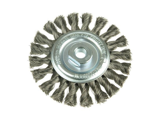 Knot Wheel Brush 115 x 14mm 22.2mm Bore, 0.50 Stainless Steel Wire              