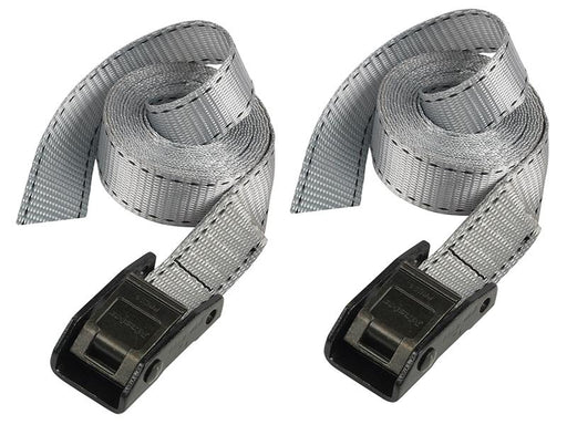 Lashing Strap with Metal Buckle, Grey 2.5m 150kg (Pack 2)                       