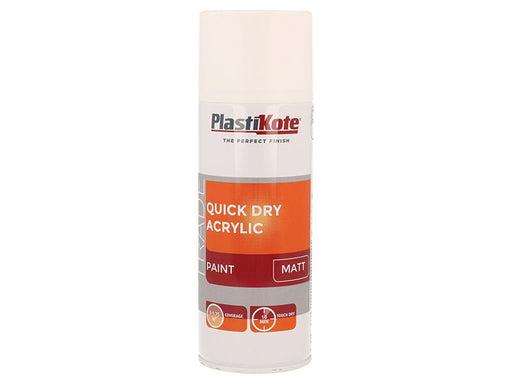 Trade Quick Dry Acrylic Spray Paint Matt White 400ml                            